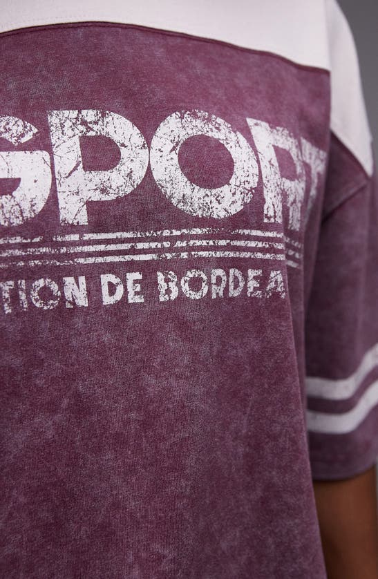 Shop Topshop Le Sports Oversize Colorblock Graphic T-shirt In Burgundy