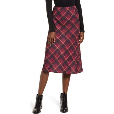 Band Of Gypsies Plaid Midi Slip Skirt, Purple