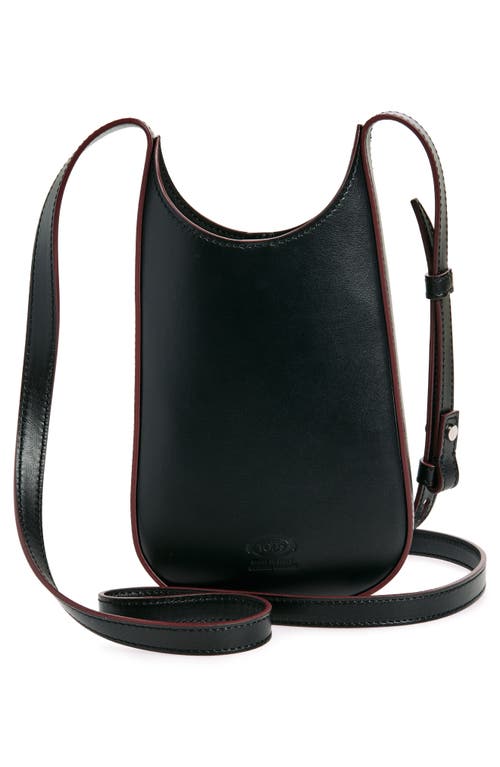 Shop Tod's Micro Di Leather Crossbody Bag In Nero