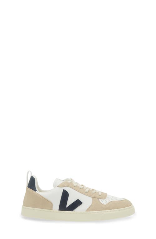 Veja Kids' Small V-10 L Chromefree™ Sneaker In Extra-white/ Nautico/ Almond