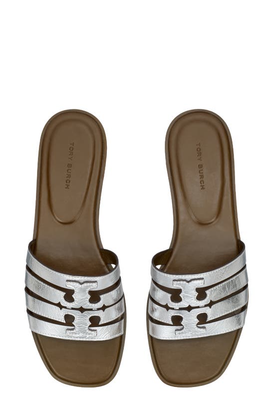 Shop Tory Burch Ines Multistrap Sandal In Silver / Wild Mushroom