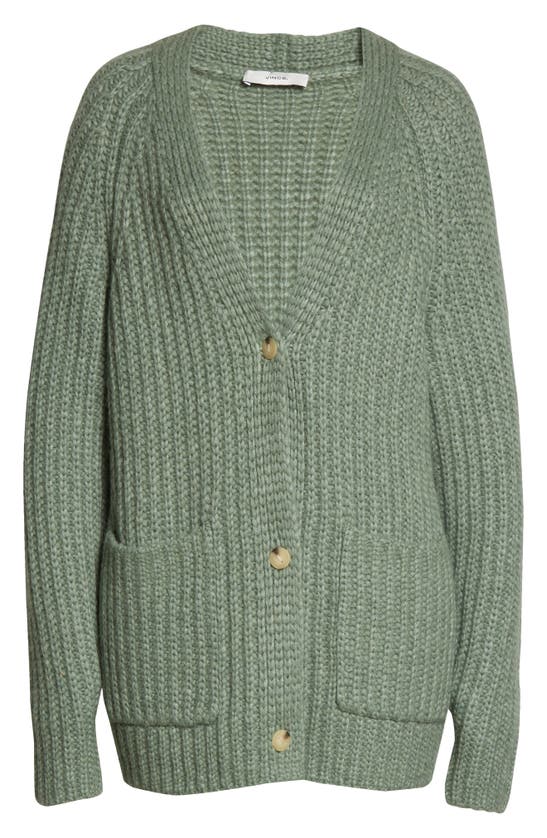 Vince Rib Alpaca & Wool Cardigan In Jadeite