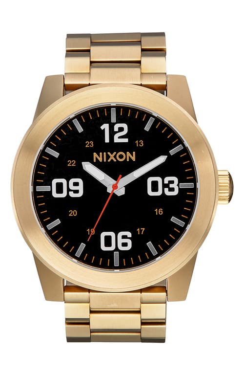 Shop Nixon The Corporal Bracelet Watch, 48mm In Yellow Gold/black