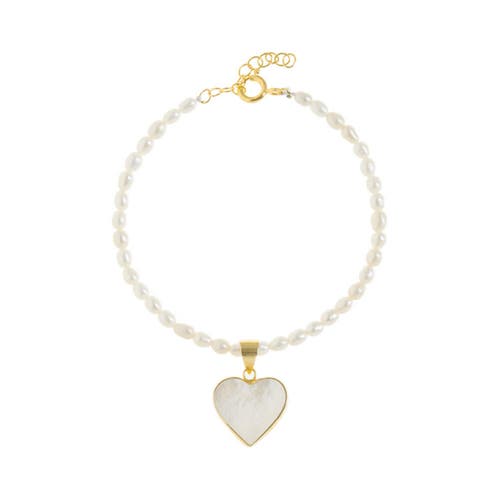 Shop Freya Rose Rice Pearl Bracelet In Gold