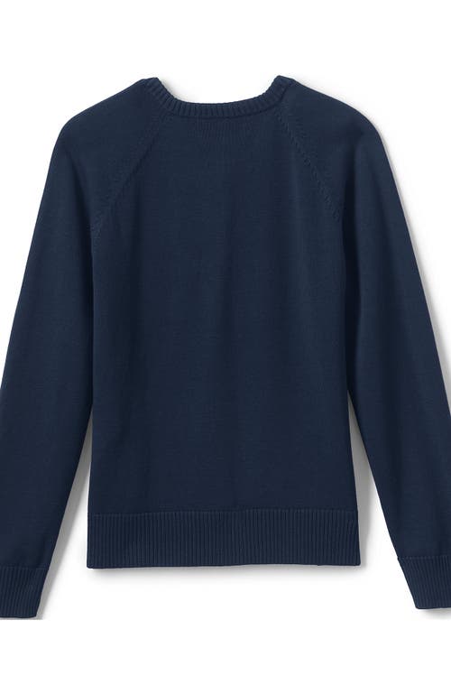 Shop Lands' End School Uniform Girls Cotton Modal Cardigan Sweater In Classic Navy