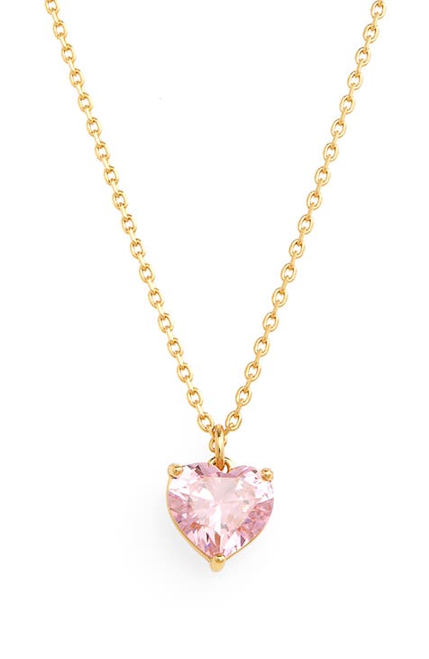 18K Gold Heart Necklace, Halo Diamond Heart Jewelry, Wedding Jewelry,  Wedding Necklace, Christmas Gift, Pink Heart Necklace, Pink Gifts