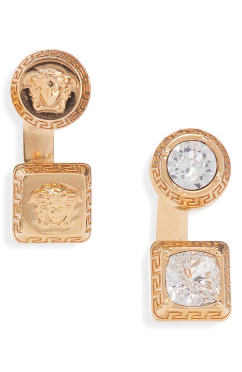 Versace Medusa Mismatched Front Back Earrings In Gold