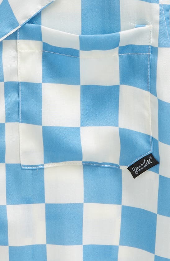 Shop Boardies Kids' Mojo Checkerborad Short Sleeve Button-up Camp Shirt In Blue/ Cream