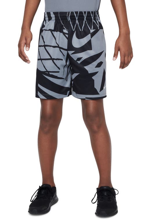 Nike Kids' Multi+ Dri-FIT Print Athletic Shorts in Cool Grey/White