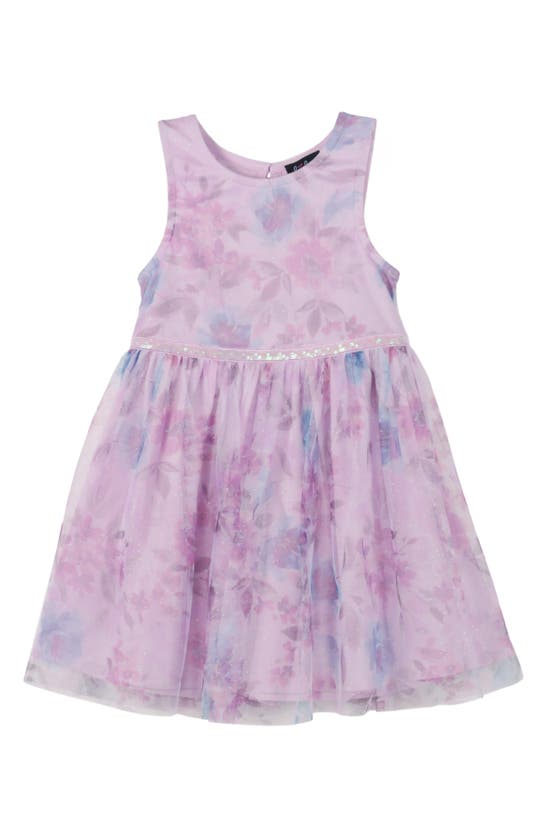 Zunie Kids' Floral Print Dress & Coat Set In Lilac