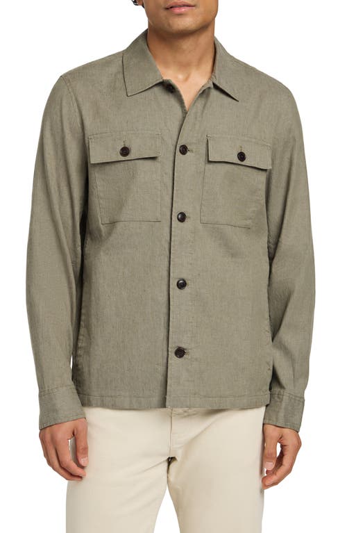 Faherty Movement Flex Linen & Cotton Button-up Shirt Jacket In Olive Isle