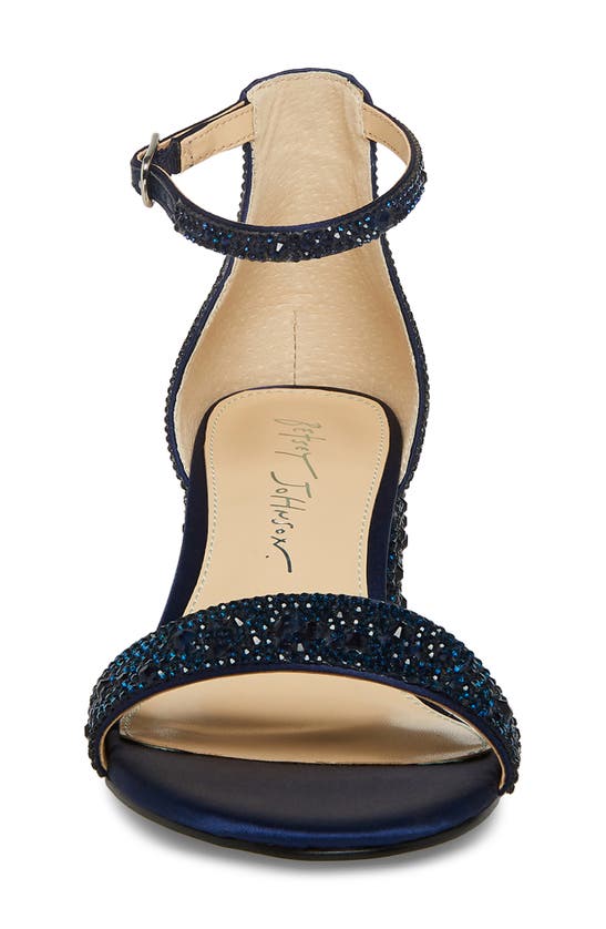 Shop Betsey Johnson Mari Crystal Ankle Strap Sandal In Navy