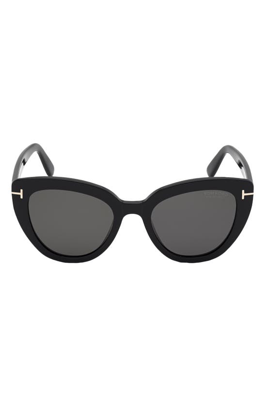 Tom Ford Women's Izzi 53mm Polarized Lens Cat Eye Sunglasses In Shiny Black / Smoke Polarized