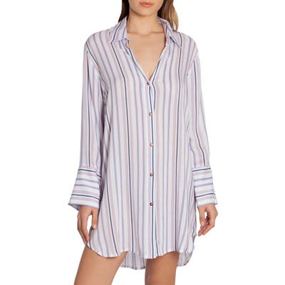 Midnight Bakery Stripe Sleep Shirt, Ivory