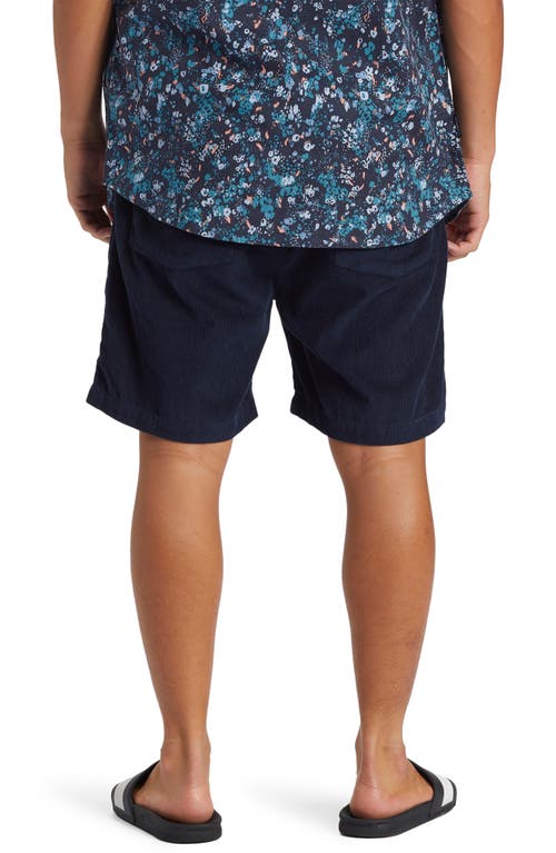 Shop Quiksilver Taxer Corduroy Drawstring Shorts In Dark Navy