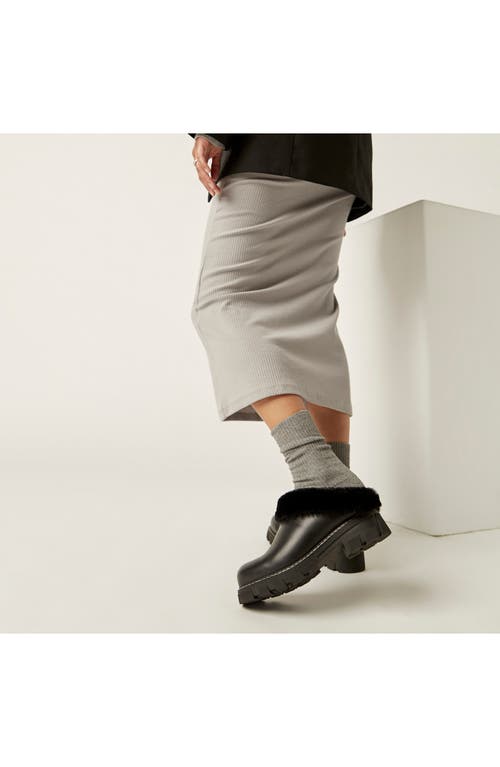 La Canadienne Always Waterproof Genuine Shearling Lined Clog In Black Leather