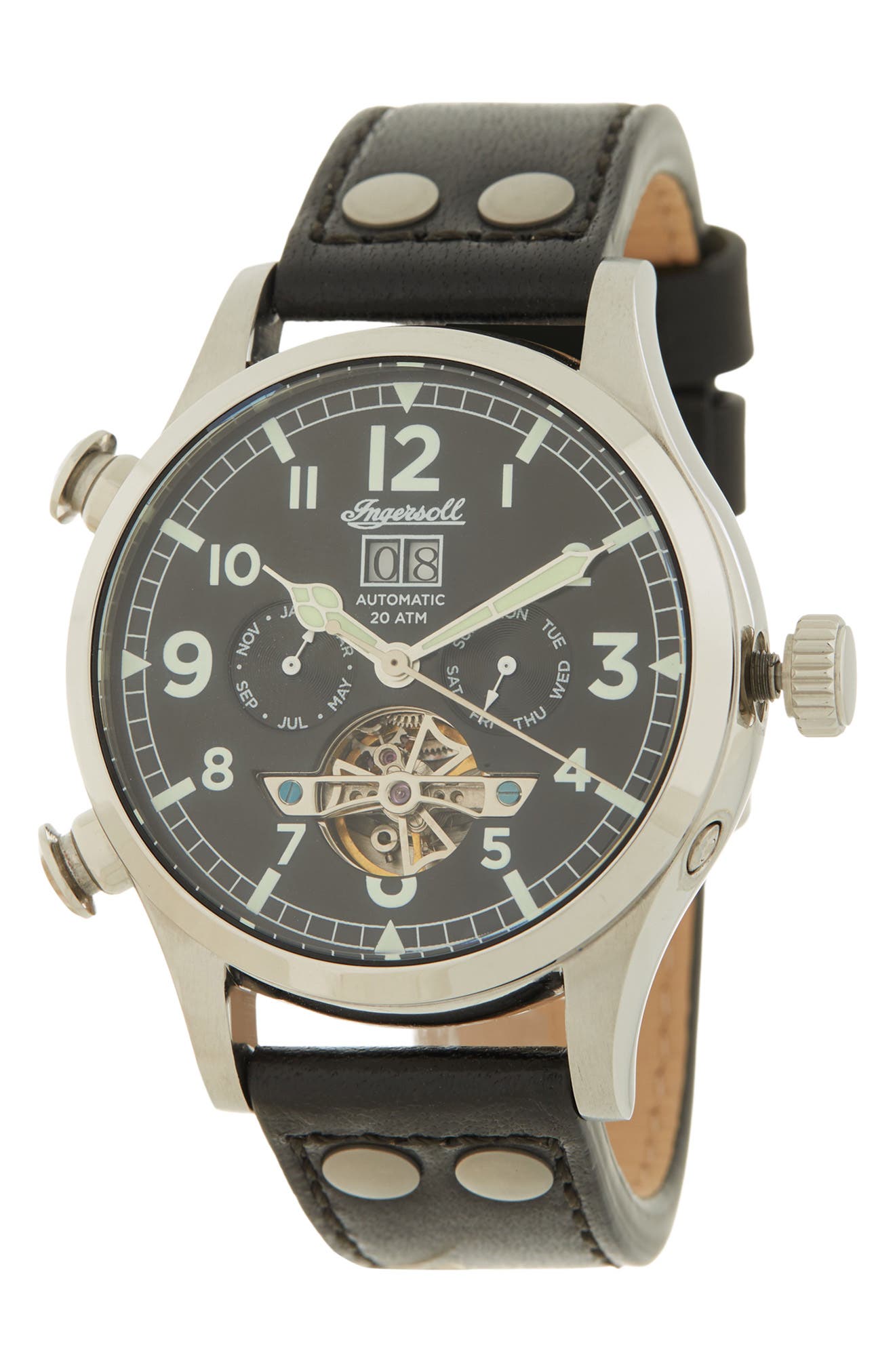 Ingersoll Watches Men's Armstrong Automatic Leather Strap Watch In Black