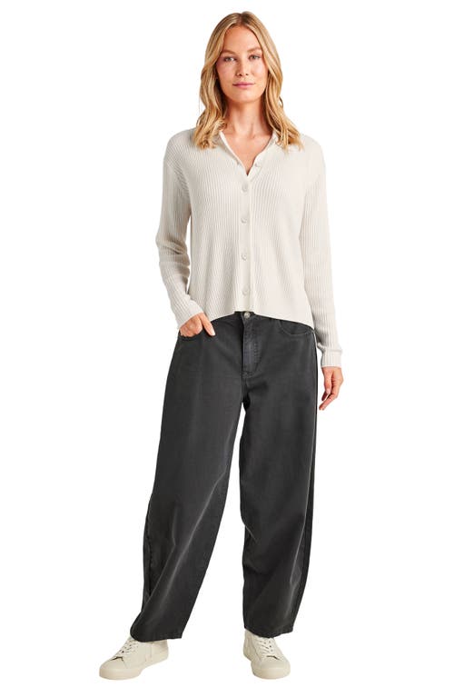 Splendid Georgie Elbow Sleeve Rib Button-up Sweater In Pale Oak Heather