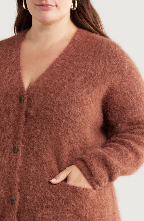 Shop Nordstrom Fuzzy Alpaca Blend Cardigan In Brown Brunette