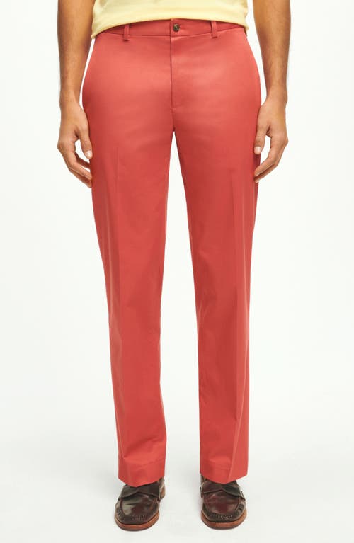 Brooks Brothers Advanced Stretch Flat Front Chinos Mineral Red at Nordstrom, X