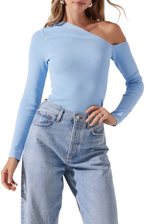 ASTR the Label Asymmetric One-Shoulder Rib Sweater in Sky Blue at Nordstrom, Size X-Large