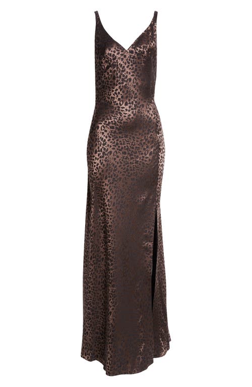 Shop Alexander Mcqueen Leopard Jacquard Open Back Dress In Brown - Black