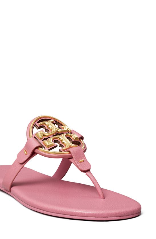Shop Tory Burch Metal Miller Soft Leather Sandal In Pink Bubblegum / Gold
