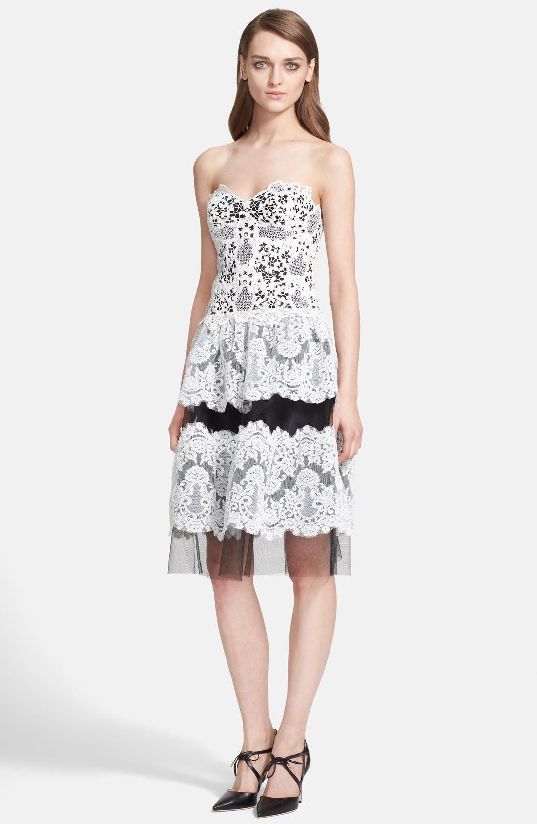 Naeem Khan Mixed Lace Strapless Dress Nordstrom