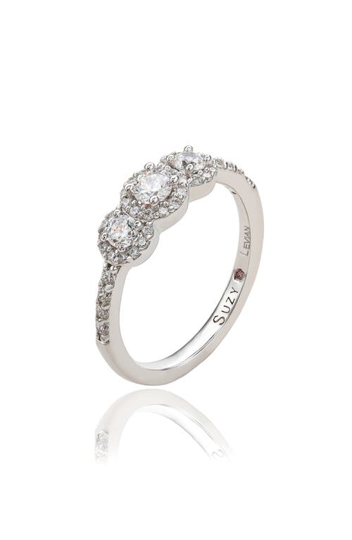 Suzy Levian Rose Sterling Silver Brown Cubic Zirconia Petite Ring In White