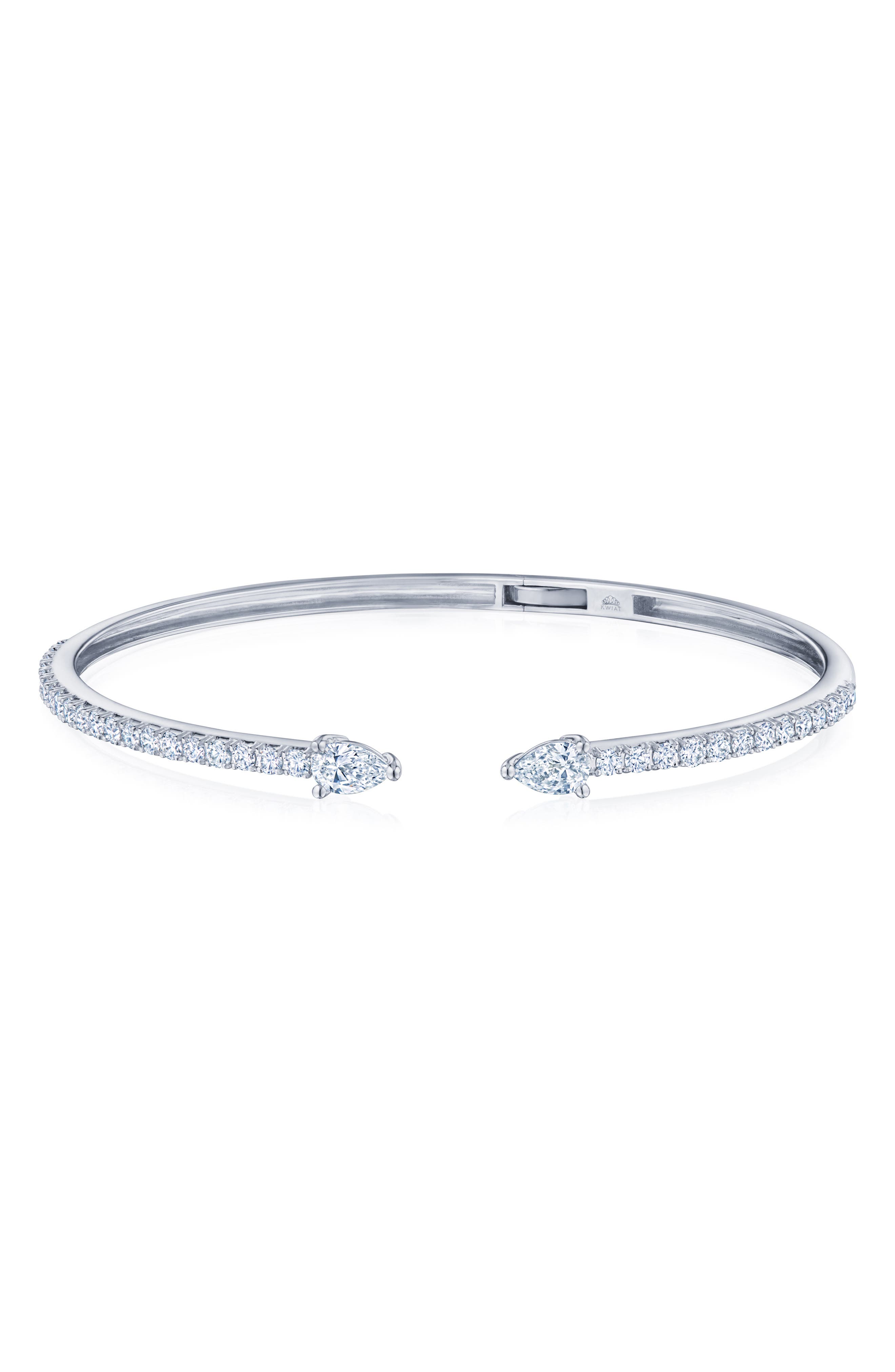 Kwiat Duet Pear Diamond Cuff Bracelet in White Gold