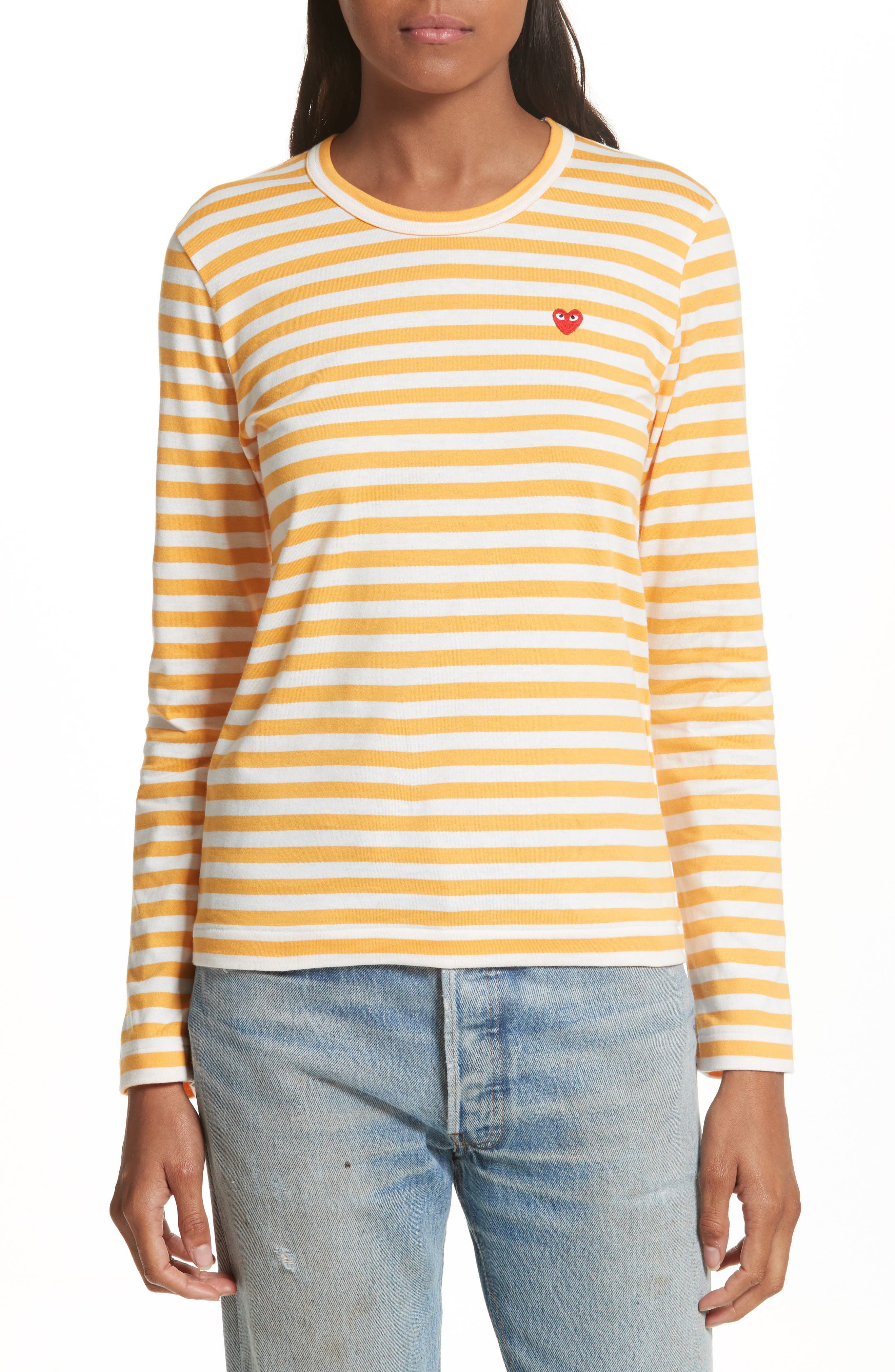 comme des garcons yellow striped shirt