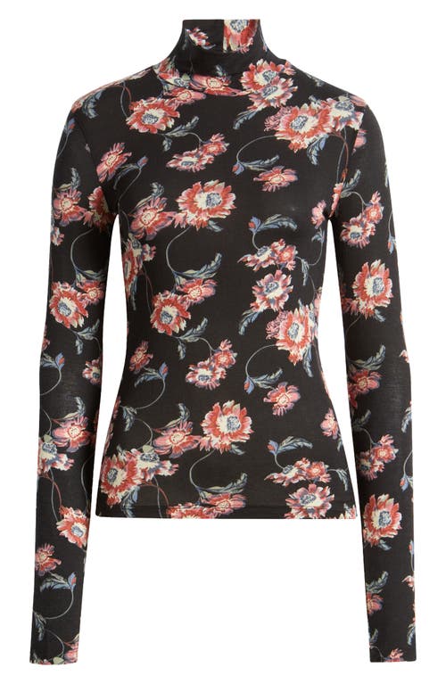 Shop Treasure & Bond Sheer Layering Turtleneck In Black Wander Floral