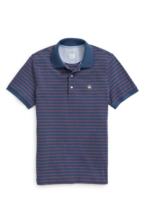 Brooks Brothers Stripe Supima Cotton Polo Blue/Red at Nordstrom,