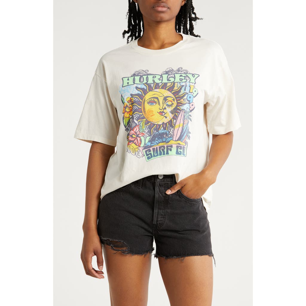 Shop Hurley Along For The Ride Cotton Graphic T-shirt In Cream