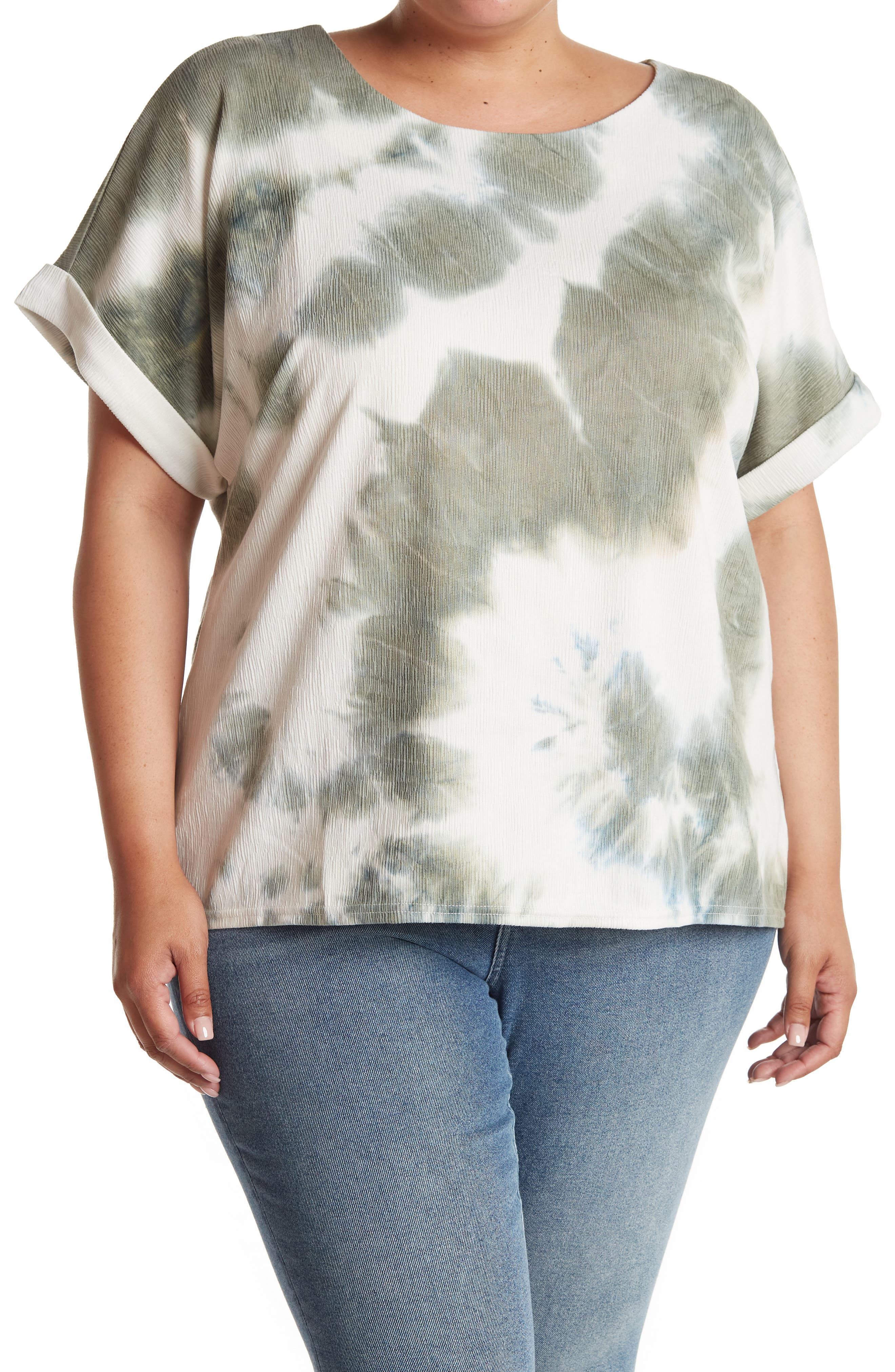 Melloday Tie Dye Round Neck T-shirt In Open Green21