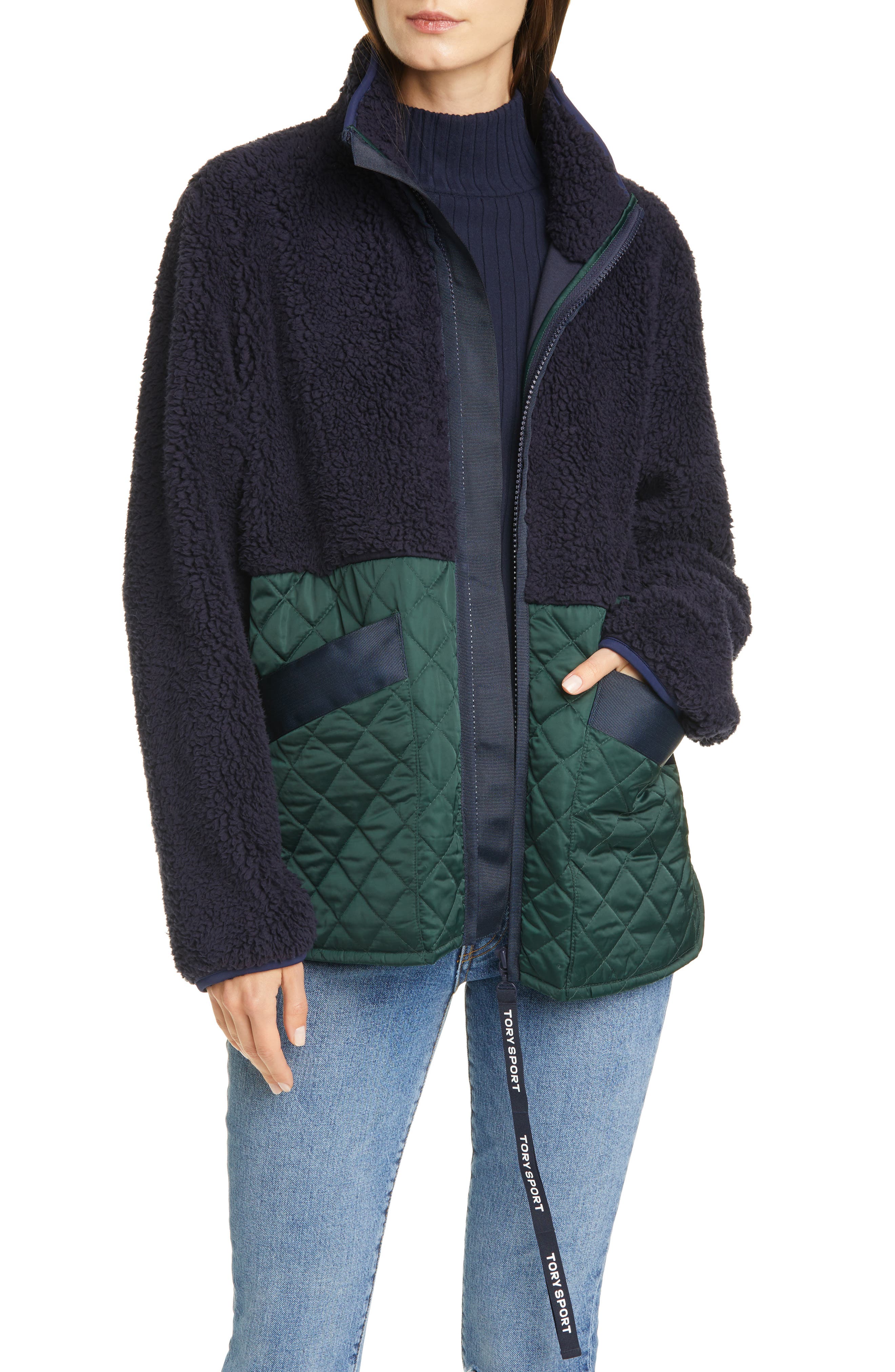 tory burch sherpa fleece jacket