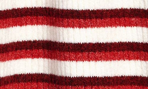 Nordstrom Matching Family Moments Stripe Ruffle Sweater Dress In Ivory Egret- Red Stripe