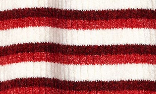 Shop Nordstrom Matching Family Moments Stripe Ruffle Sweater Dress In Ivory Egret- Red Stripe