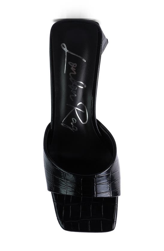 Shop London Rag Trinity Croc Embossed Triangle Block Heel Sandal In Black