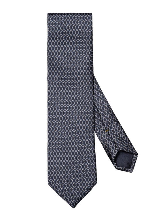 Shop Eton Geometric Print Silk Tie In Dark Blue