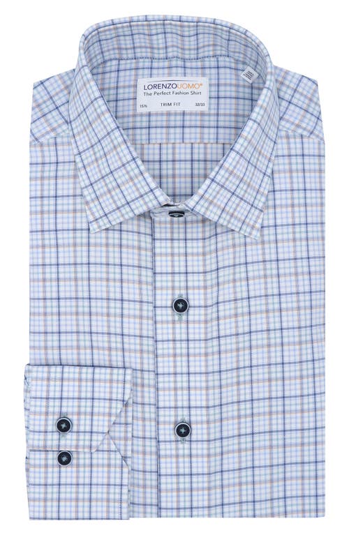Shop Lorenzo Uomo Trim Fit Textured Plaid Check Dress Shirt In Light Blue/navy