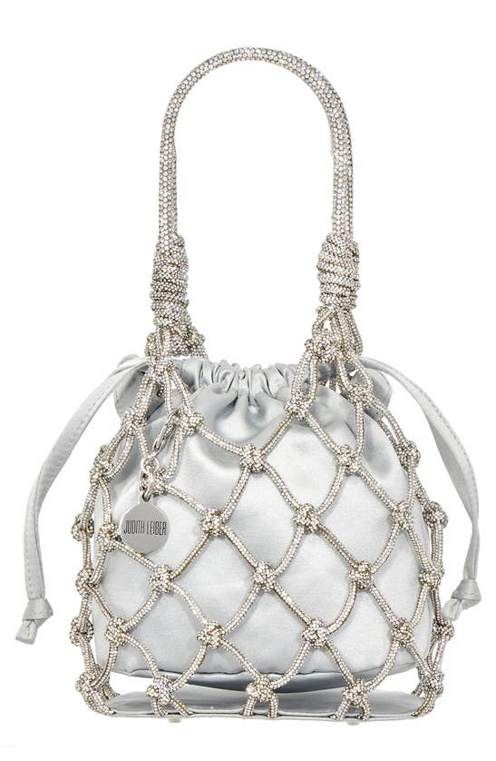 Shop Judith Leiber Sparkle Net Pouch Bag In Silver Rhine