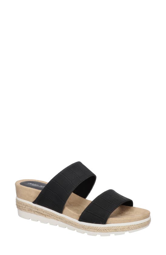 Easy Street Maryann Platform Wedge Sandal In Black Croco