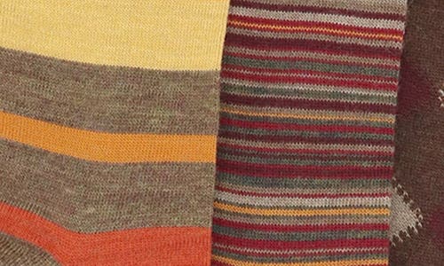 Lorenzo Uomo Assorted 3-pack Wool Blend Crew Socks In Brown Multi