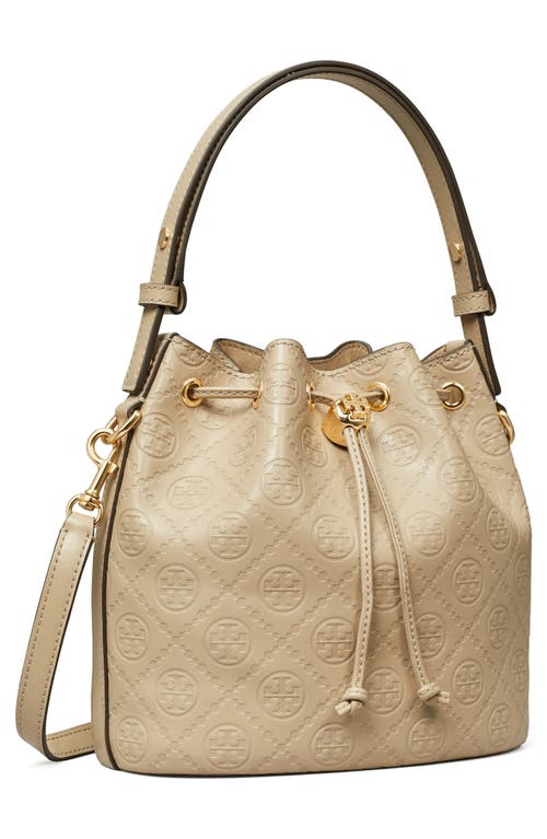 Shop Tory Burch T Monogram Debossed Bucket Bag In Fresh Clay