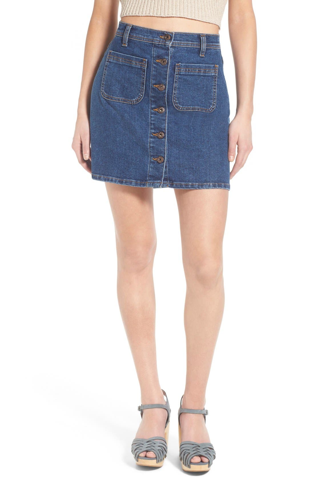 SP Black Button Front Denim Skirt Nordstrom