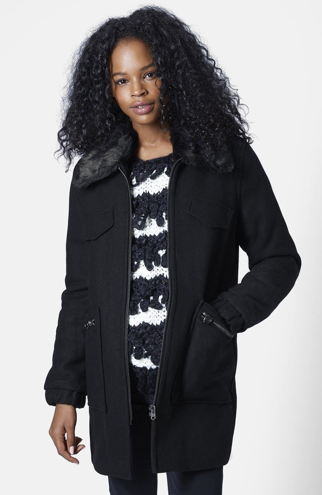 Faux Fur Collar Biker Coat Nordstrom