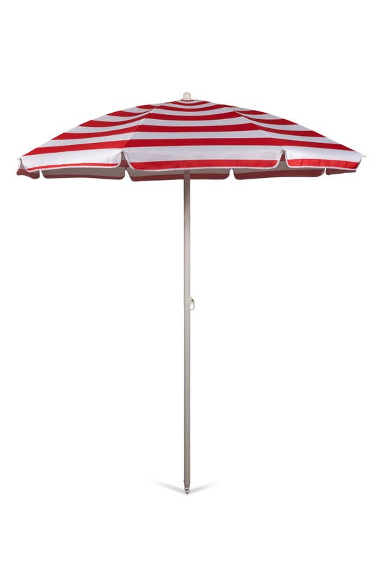 PICNIC TIME PICNIC TIME RED CABANA STRIPE PORTABLE BEACH UMBRELLA