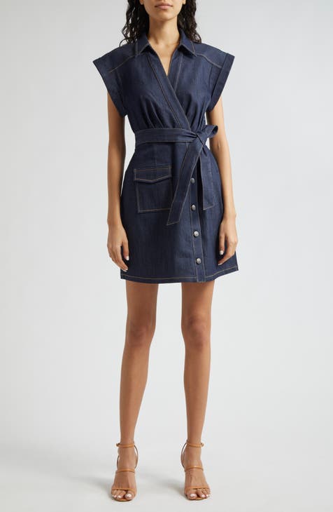 Tena Tie Waist Denim Minidress