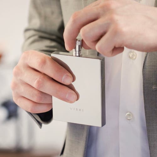Viski Harrison 2 oz Slim Flask In Silver